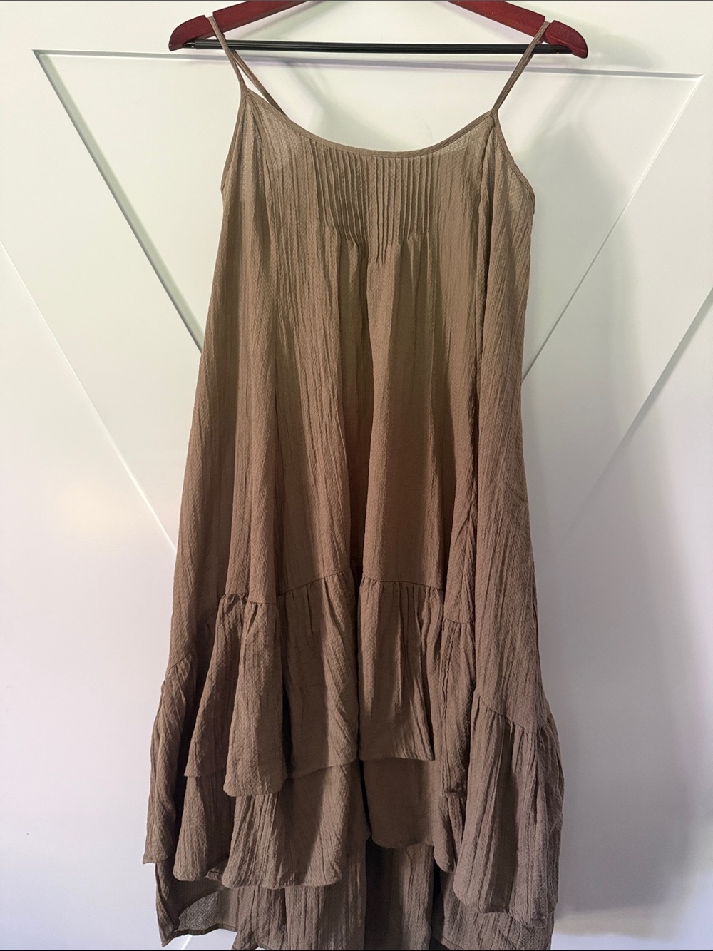 Free People Taupe Tiered High-Low Slip Skirt